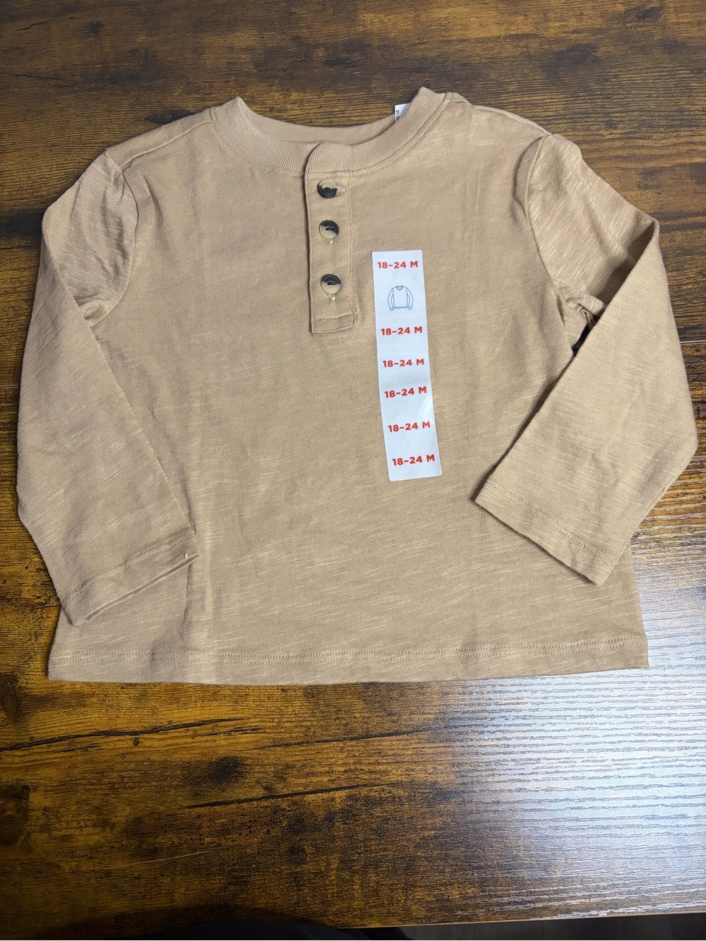 Old Navy Toddler Long-Sleeve Henley Top in Camel Brown